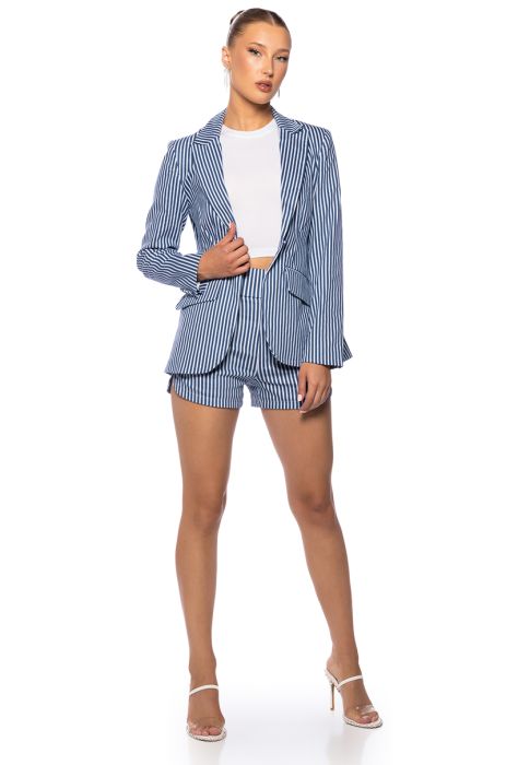 HANSEL PINSTRIPE SHORTS in navy multi