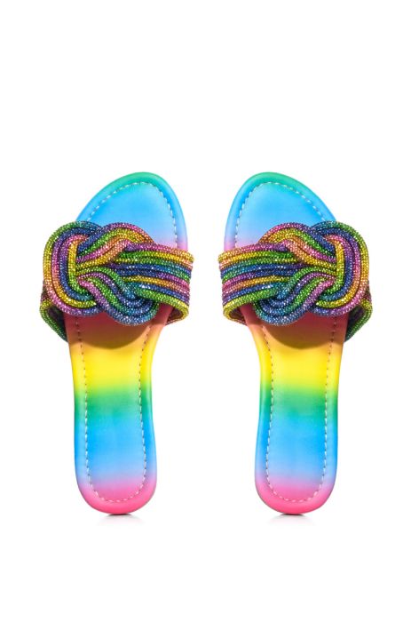 HEAT OF THE NIGHT KNOTTED RHINESTONE SANDAL IN MULTI