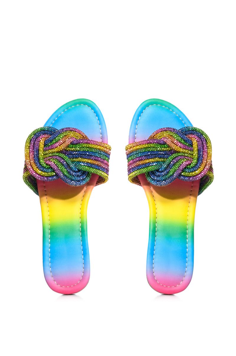 HEAT OF THE NIGHT KNOTTED RHINESTONE SANDAL IN MULTI