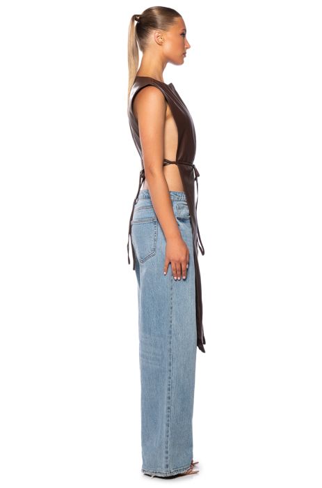 HENNY PU SPLIT VEST IN CHOCOLATE