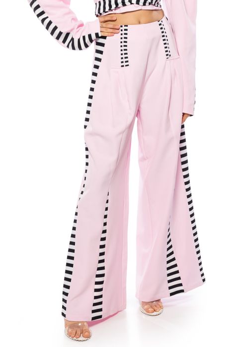 HOT GIRL STRIPED STATEMENT TROUSER in pink multi