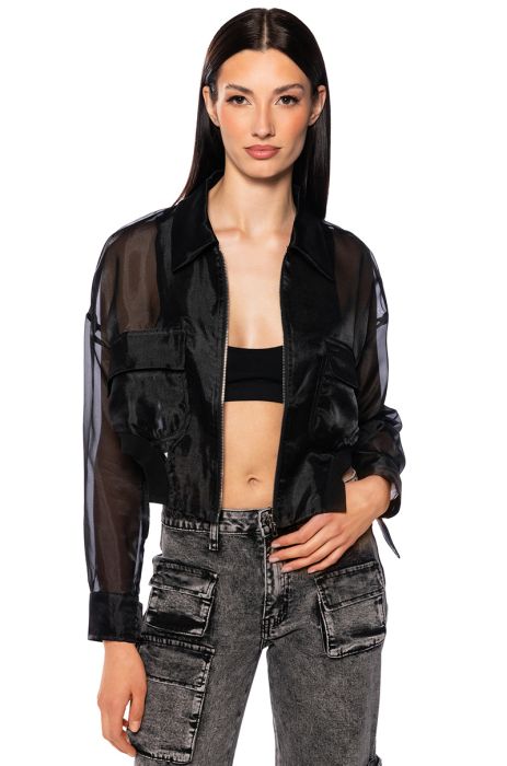 HYDE MESH BOMBER JACKET IN BLACK