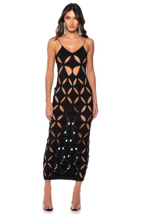 ISLAND VIBES CUTOUT TANK MAXI DRESS in black