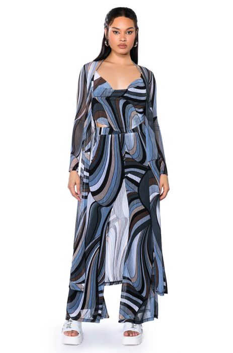 IT GIRL DUSTER in GREY MULTI