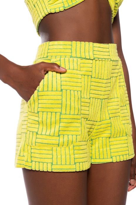 JET SET TEXTURED HIGH WAIST SHORT in green multi