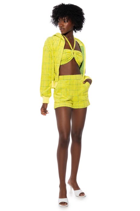 JET SET TEXTURED HIGH WAIST SHORT in green multi