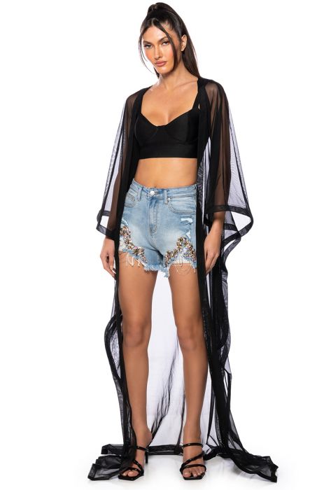 JULY LEMONADE SHEER DUSTER IN BLACK