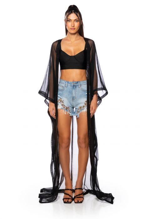 JULY LEMONADE SHEER DUSTER IN BLACK