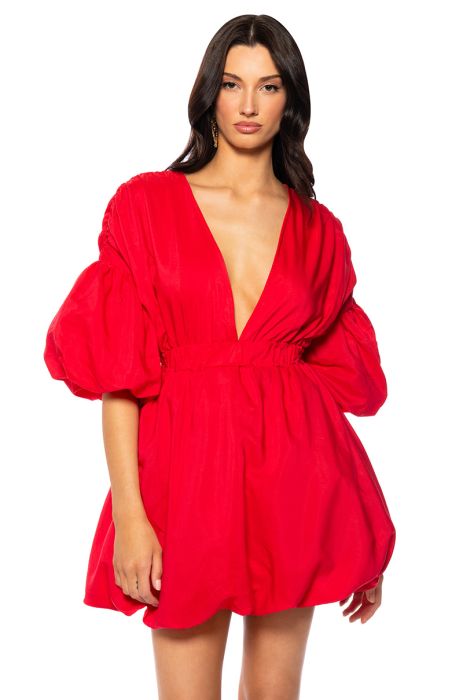 JUNE PILLOW MINI DRESS IN RED
