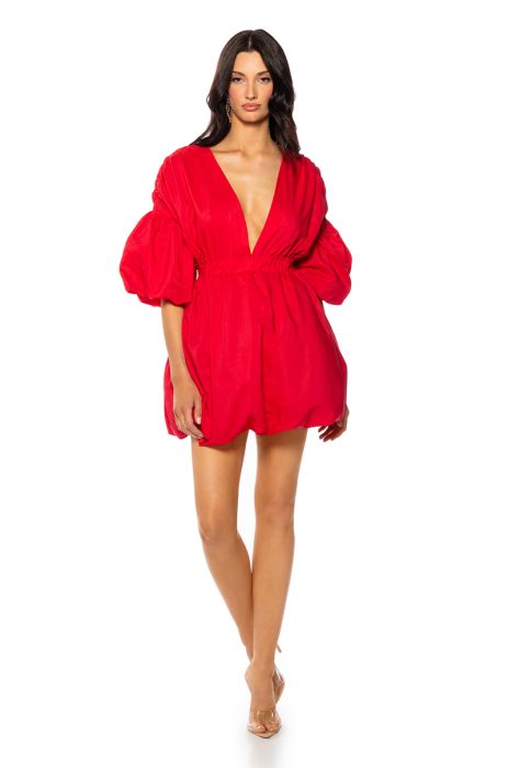 JUNE PILLOW MINI DRESS IN RED