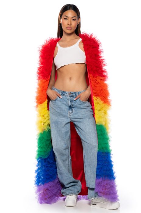 JUST IN TIME RAINBOW RUFFLE VEST in multi