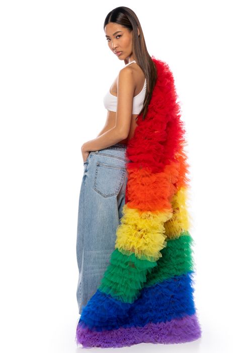 JUST IN TIME RAINBOW RUFFLE VEST in multi