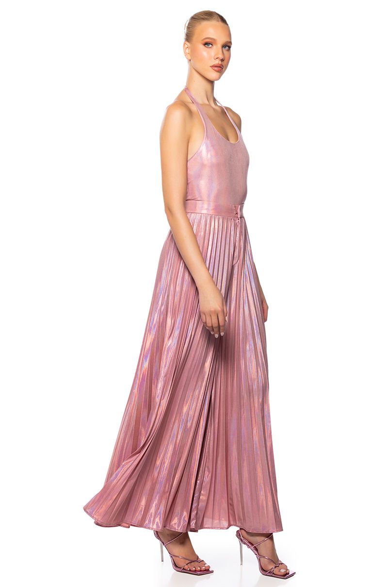 KEIRA METALLIC PALAZZO PANT IN PINK