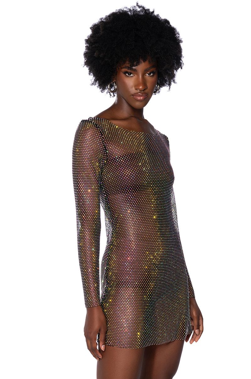 LABYRINTH EMBELLISHED MINI DRESS IN BLACK