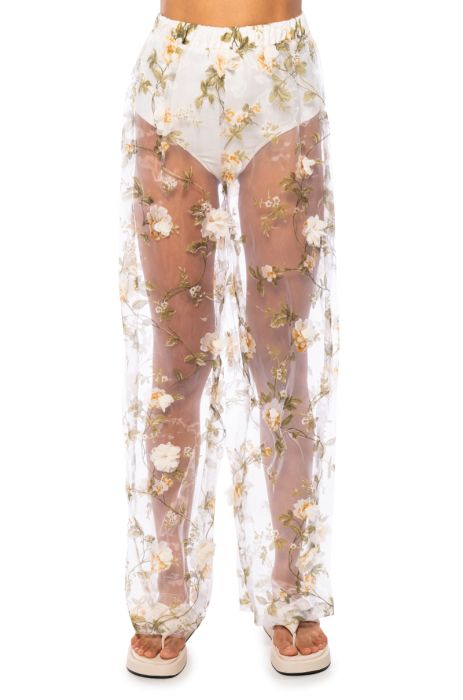 LEAN ON ME FLORAL WIDE LEG PANT IN WHITE MULTI