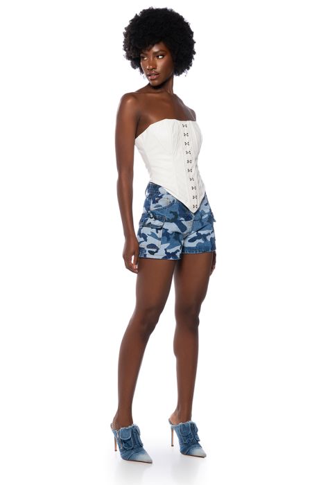 LIGHTYEAR CAMO CARGO SHORTS IN BLUE MULTI