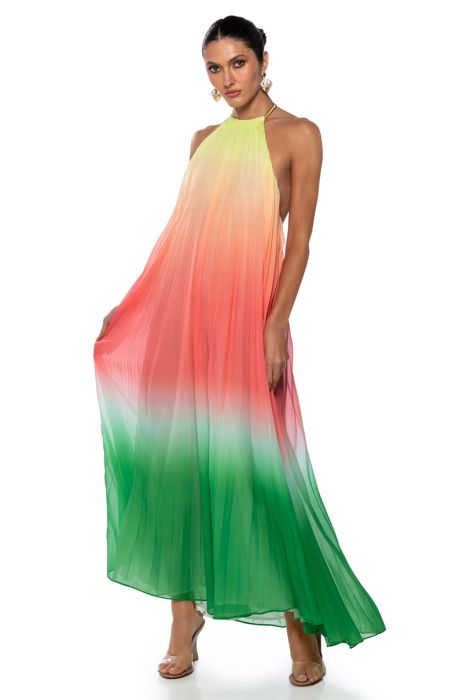 LIVING MY LIFE HALTER NECK OMBRE MAXI DRESS IN MULTI