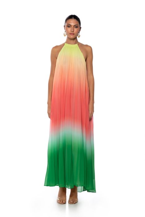 LIVING MY LIFE HALTER NECK OMBRE MAXI DRESS IN MULTI