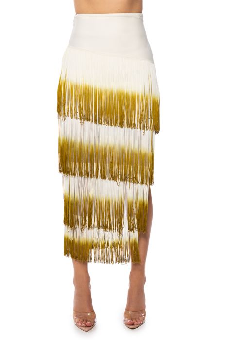 LOLLA OMBRE FRINGE MIDI SKIRT