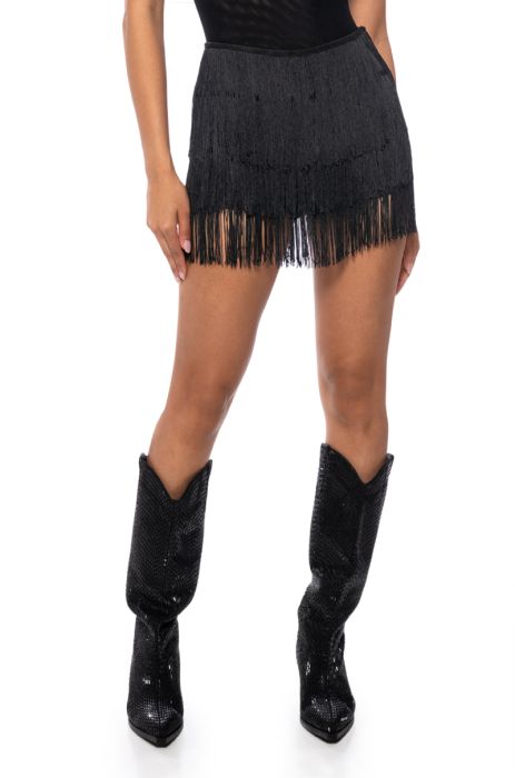 LOSE CONTROL FRINGE SHORT IN BLACK