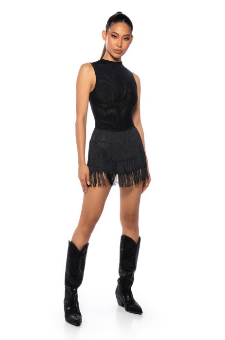 LOSE CONTROL FRINGE SHORT IN BLACK
