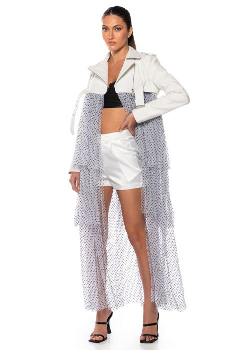 LOVE AND MEMORIES MAXI MOTO JACKET in white multi