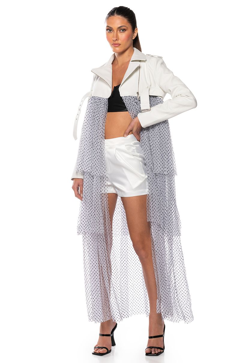 LOVE AND MEMORIES MAXI MOTO JACKET in white multi
