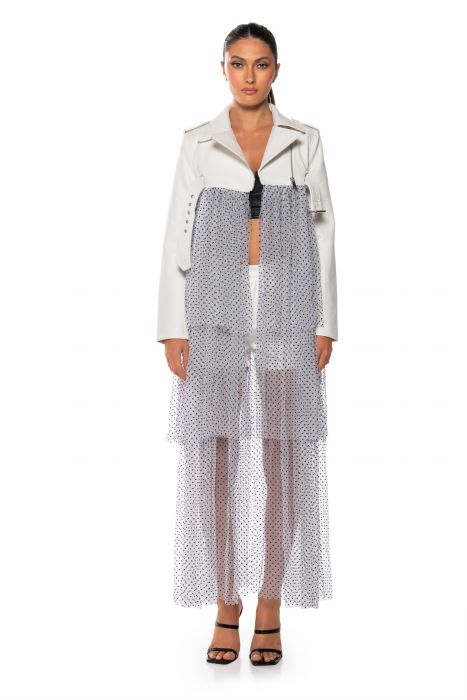 LOVE AND MEMORIES MAXI MOTO JACKET in white multi