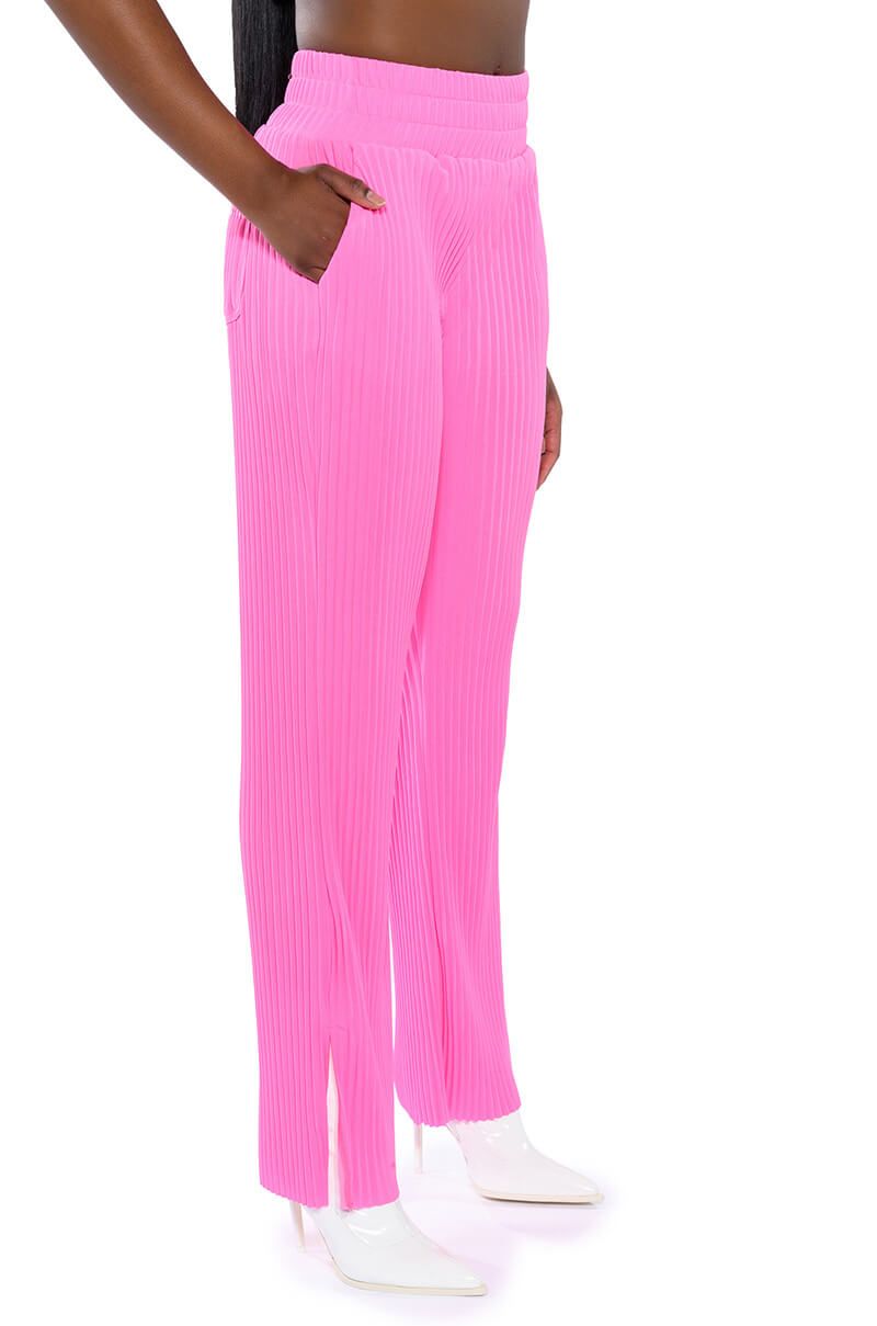 LUCY HIGH RISE WIDE LEG PANT in PINK