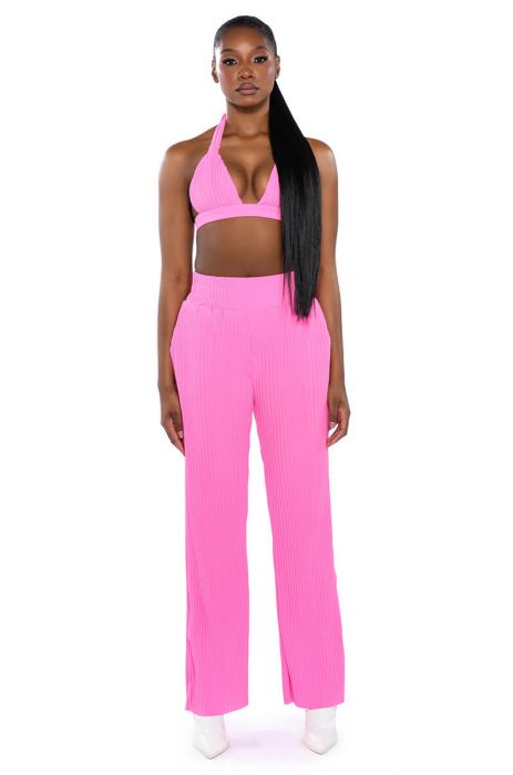 LUCY HIGH RISE WIDE LEG PANT in PINK