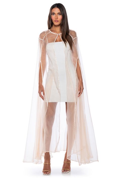 MESH CAPE CHECK in BEIGE