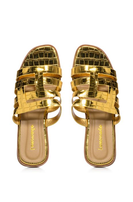 MILLI FLAT CAGE SANDAL IN GOLD