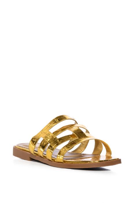 MILLI FLAT CAGE SANDAL IN GOLD