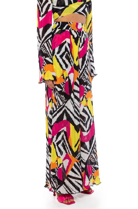 MONICA PLEATED CHIFFON PALAZZO PANT in multi