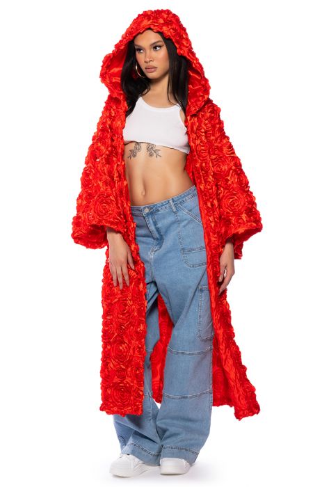MUSIC TO ME FLORAL KIMONO DUSTER in RED
