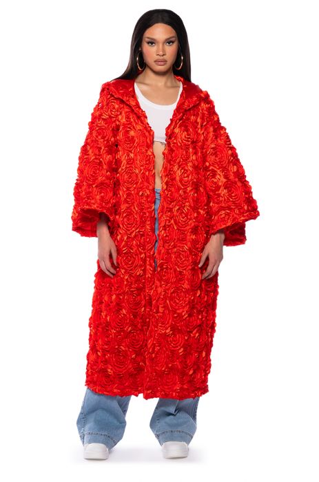 MUSIC TO ME FLORAL KIMONO DUSTER in RED
