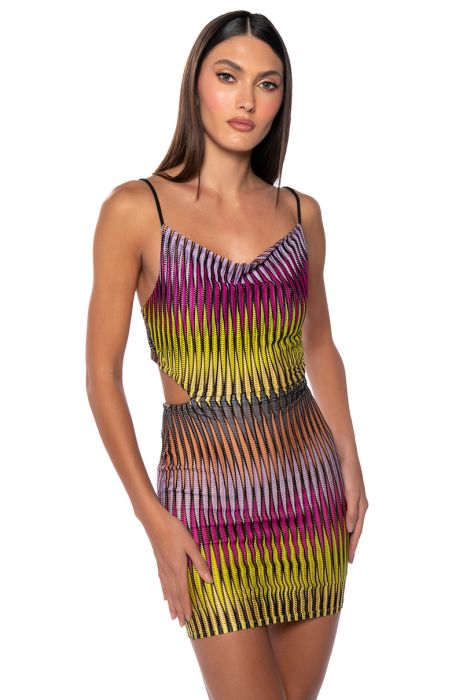 NEXT TIME FITTED MINI DRESS IN PINK MULTI