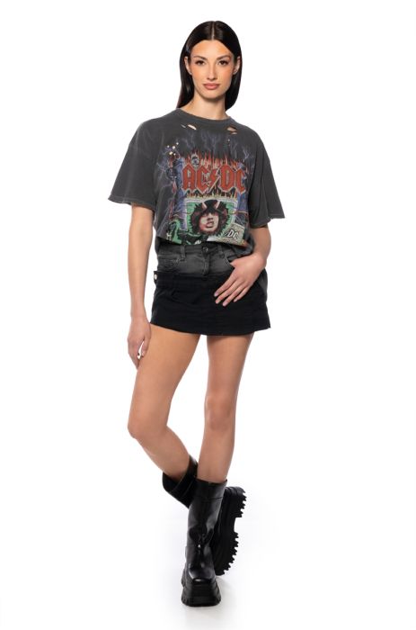 NOTICE ME DENIM MINI SKIRT IN BLACK GREY