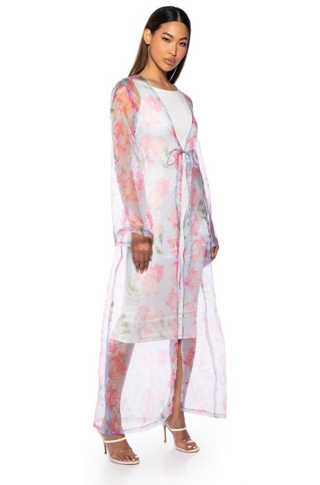 NOW AND FOREVER FLORAL DUSTER in blue multi