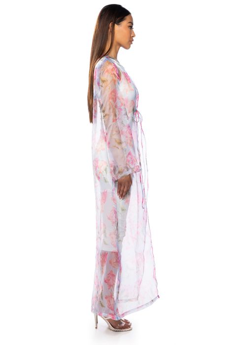 NOW AND FOREVER FLORAL DUSTER in blue multi