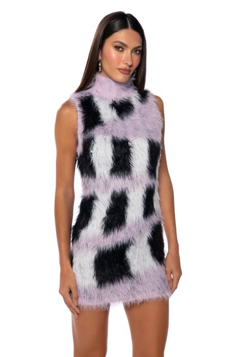 ON MY WAY UP KNIT MINI DRESS IN PURPLE MULTI