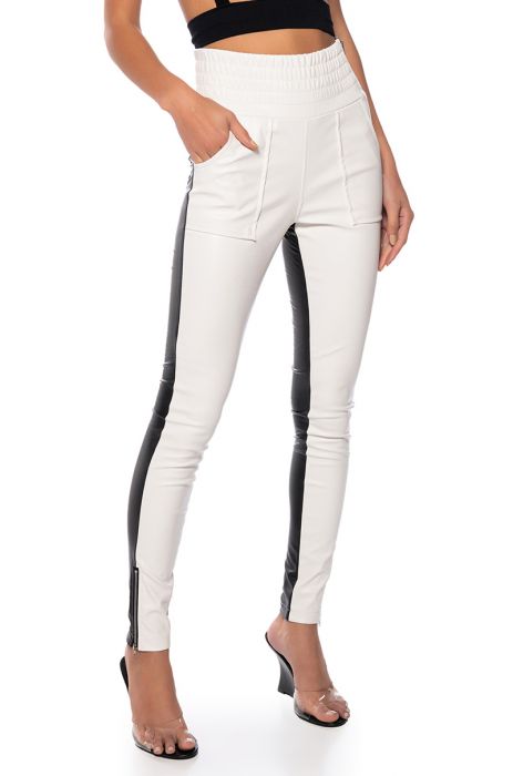 ONLY YOU TWO TONED FAUX LEATHER PANT