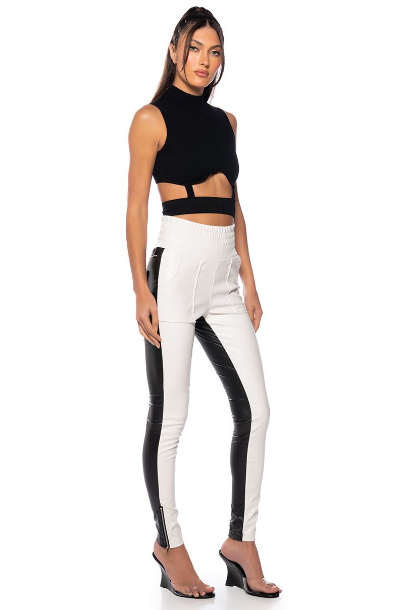 ONLY YOU TWO TONED FAUX LEATHER PANT