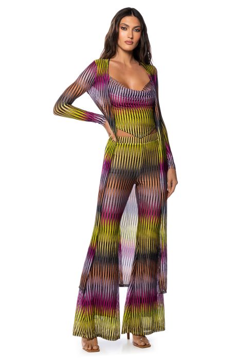 PERSUASIVE GIRL TIE WAIST DUSTER IN PINK MULTI