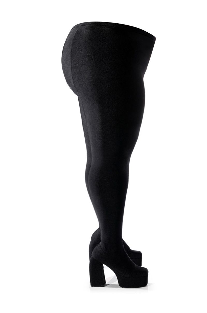 PLUS AZALEA WANG STAR STRETCH CHUNKY HEEL PANT BOOT IN BLACK
