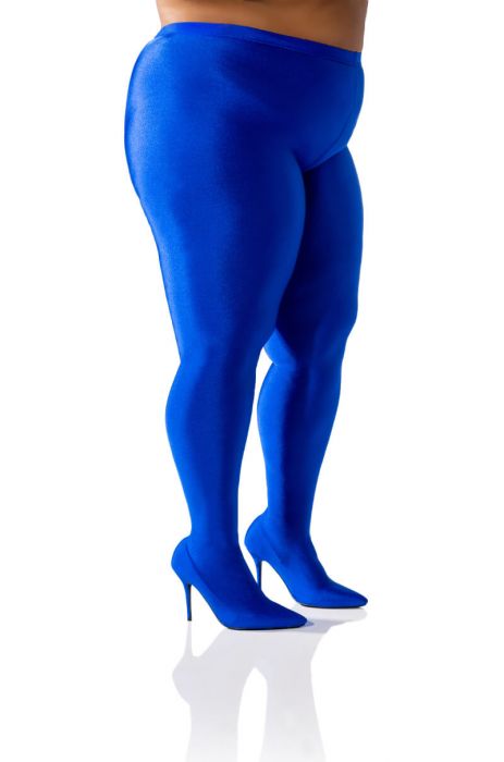 PLUS AZALEA WANG STAR STRETCH STILETTO PANT BOOT IN BLUE