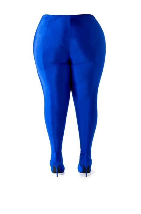 PLUS AZALEA WANG STAR STRETCH STILETTO PANT BOOT IN BLUE