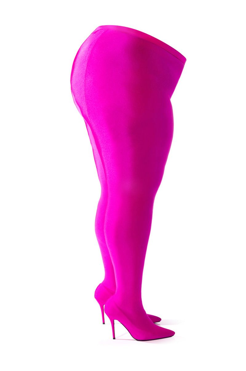 PLUS AZALEA WANG STAR STRETCH STILETTO PANT BOOT IN FUCHSIA