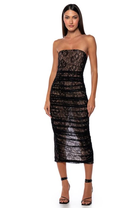 POPPY LACE MIDI DRESS IN BLACK
