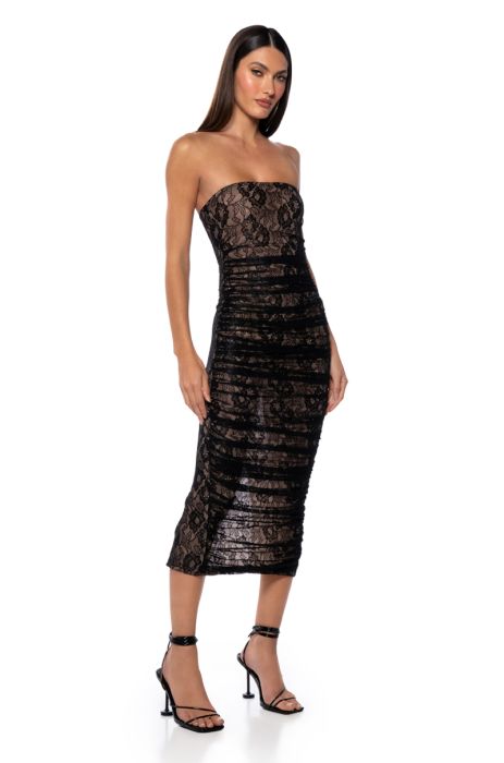 POPPY LACE MIDI DRESS IN BLACK